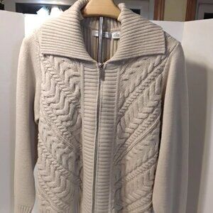 Liz Claiborne full zip cable knit cardigan sweater in beige /cream color size 2X